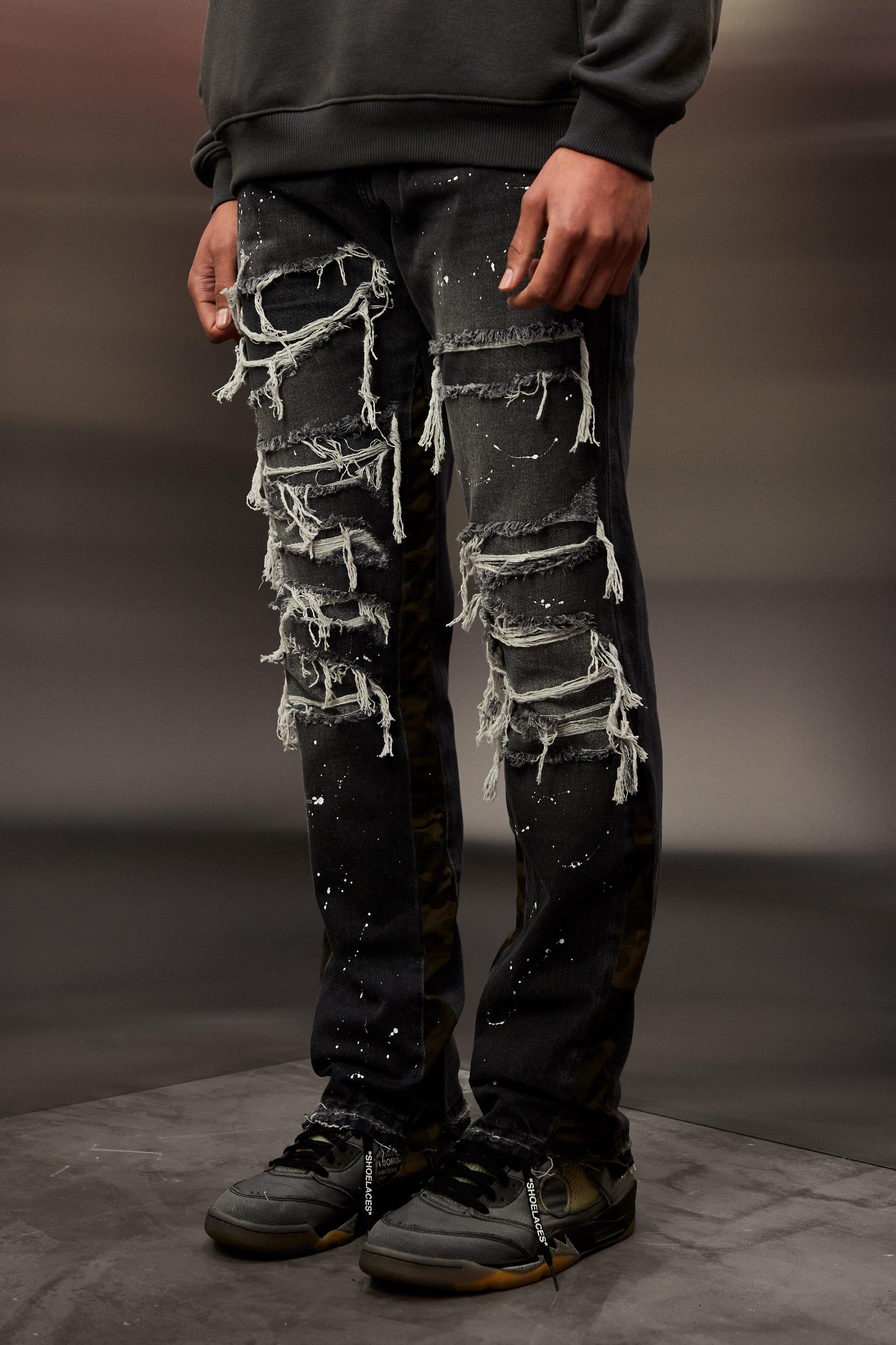 Ripped camo sale jeans mens